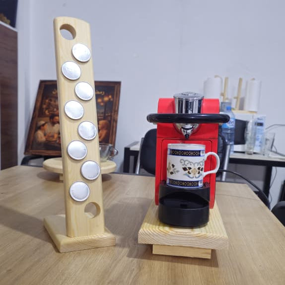 Pack Café حامل كبسولات القهوة + طاولة خشبية